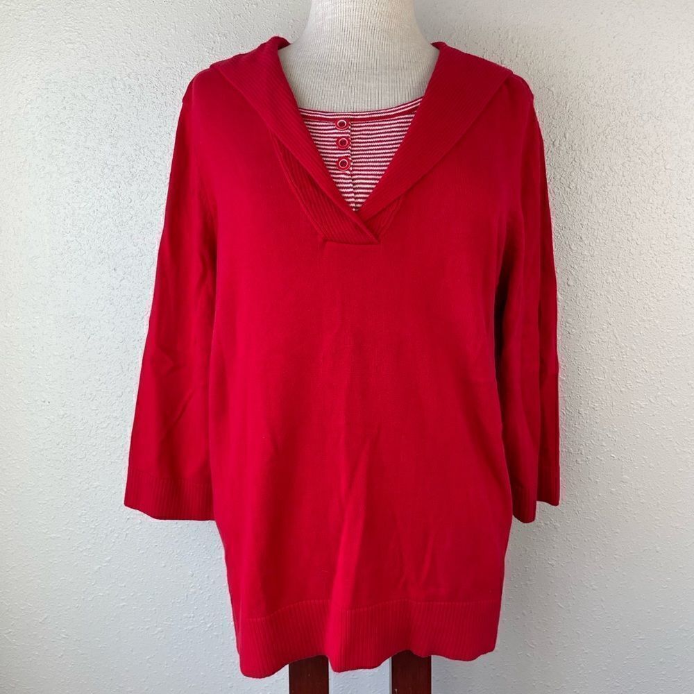 Christopher & Banks Red Sweater Top Size XL EUC